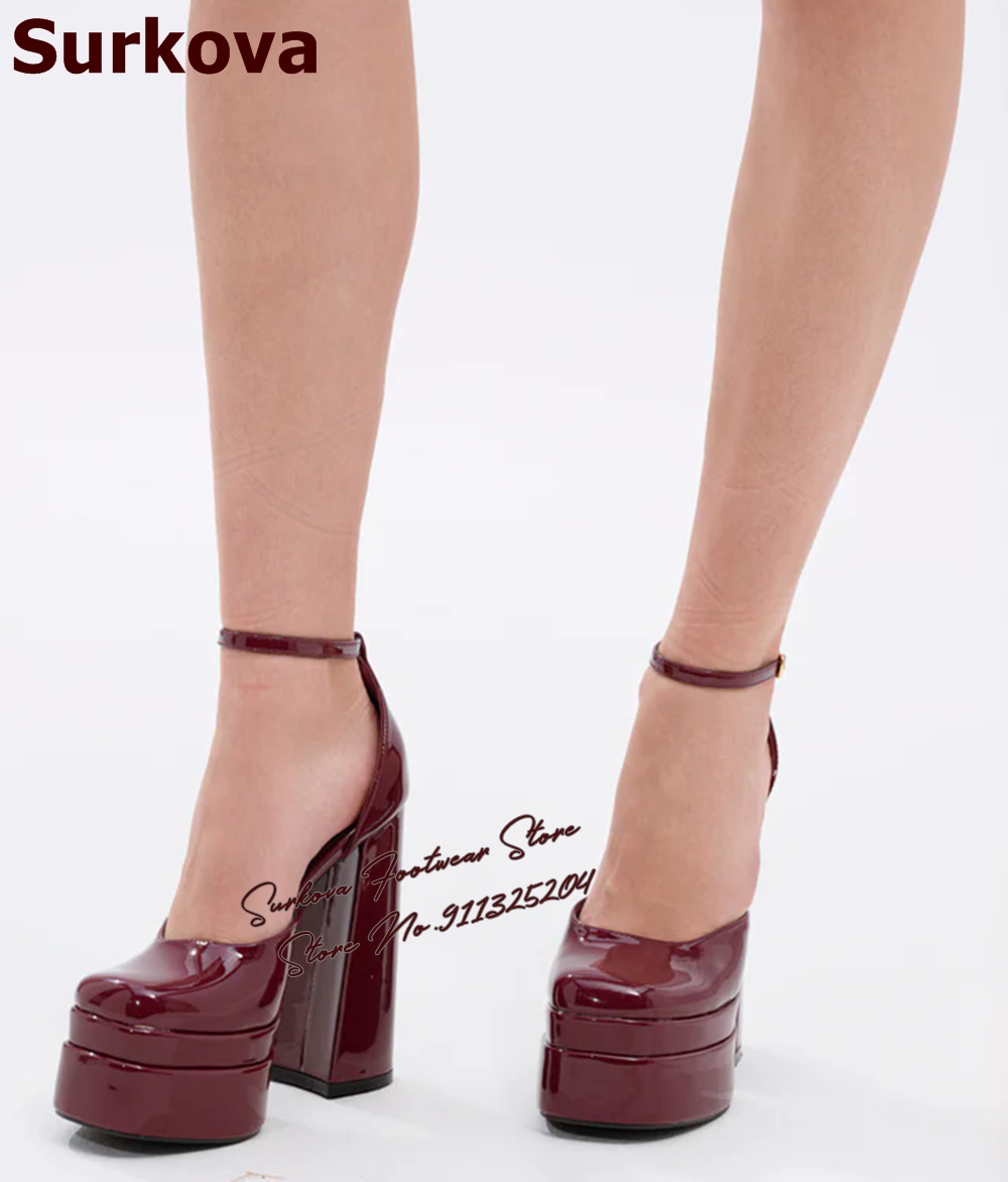 Women'S Shoes Burgundy - Surkova – escarpins en cuir verni