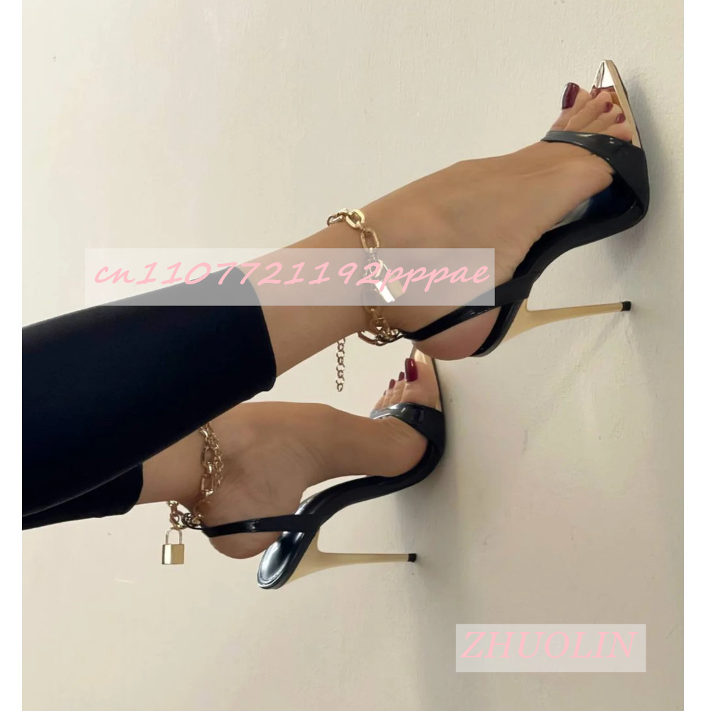 Kids Shoes Women - Femmes métal pointu noir talons hauts