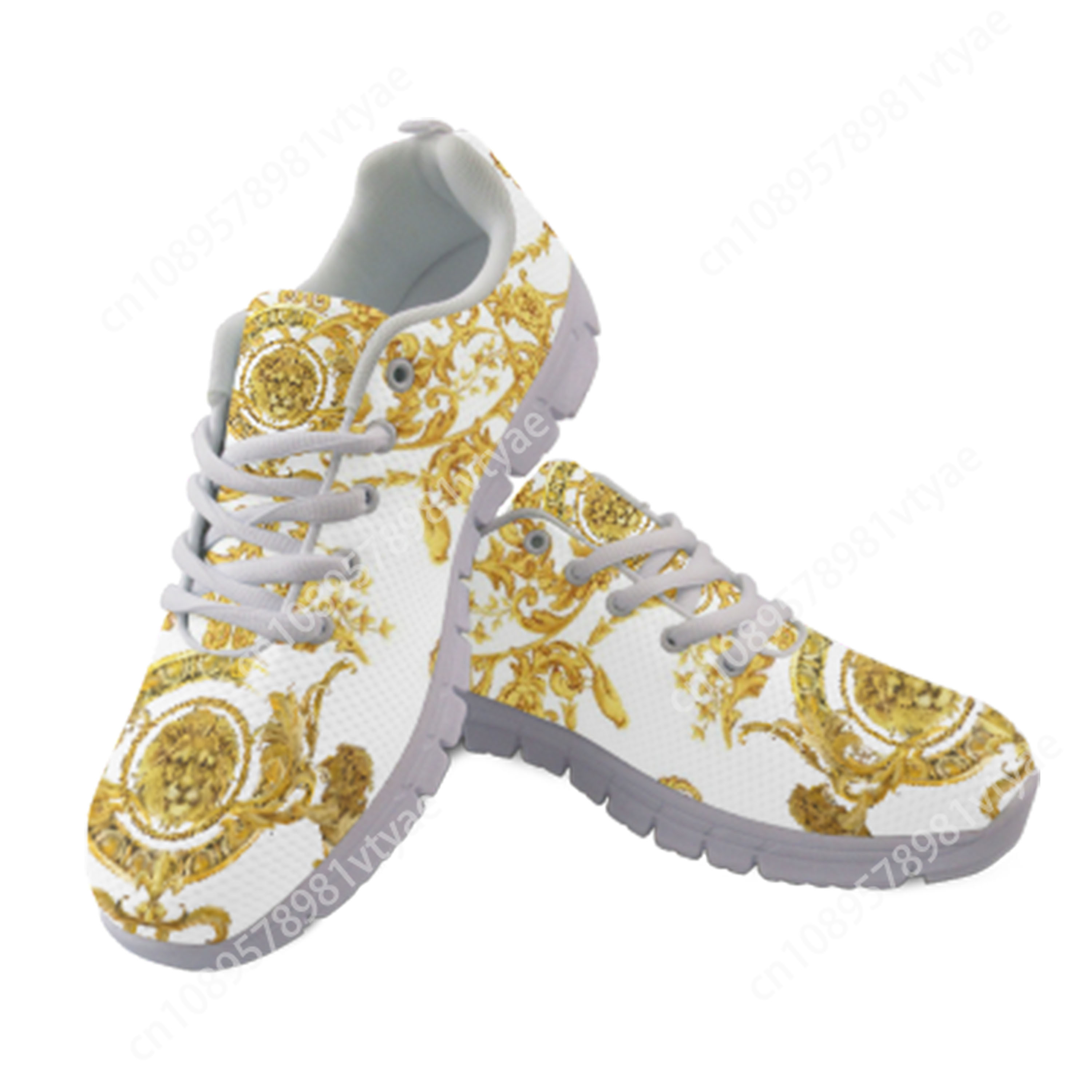 Kids Shoes Women - Chaussures de sport dorées en dentelle