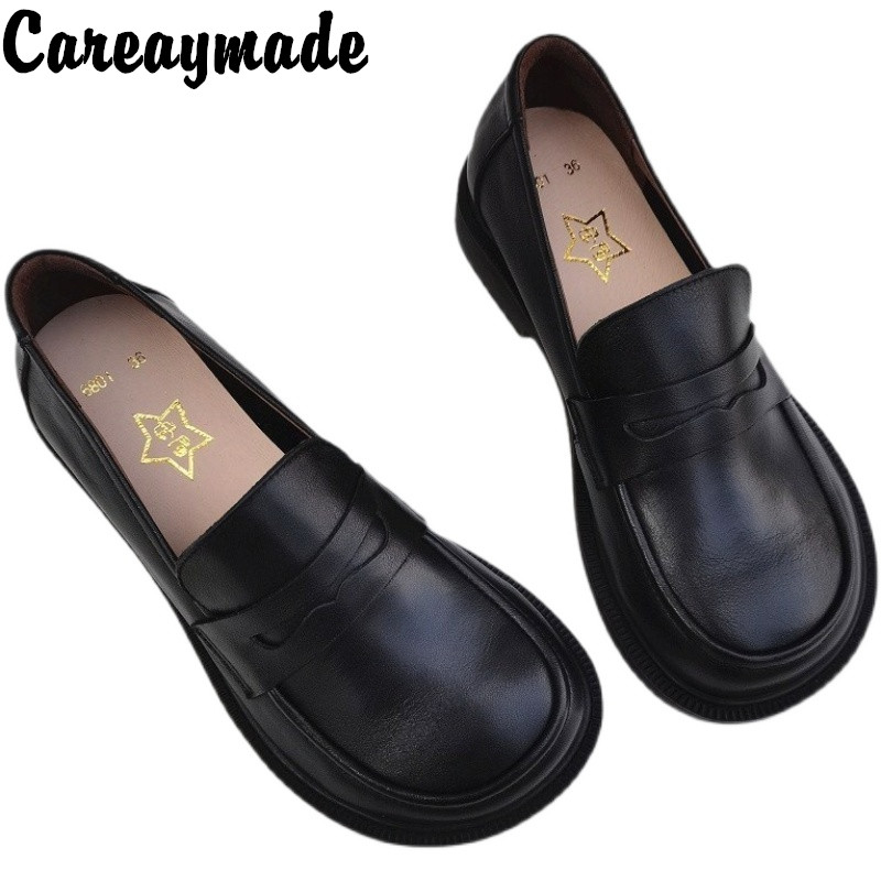 Women Shoes Size To Men - Careaymade-Chaussures Oxford en cuir de vachette