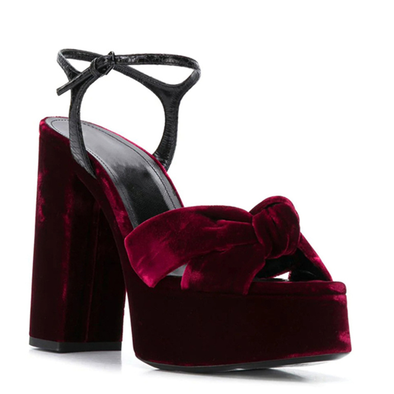 Women'S Shoes Burgundy - Sandales à plateforme et bout ouvert