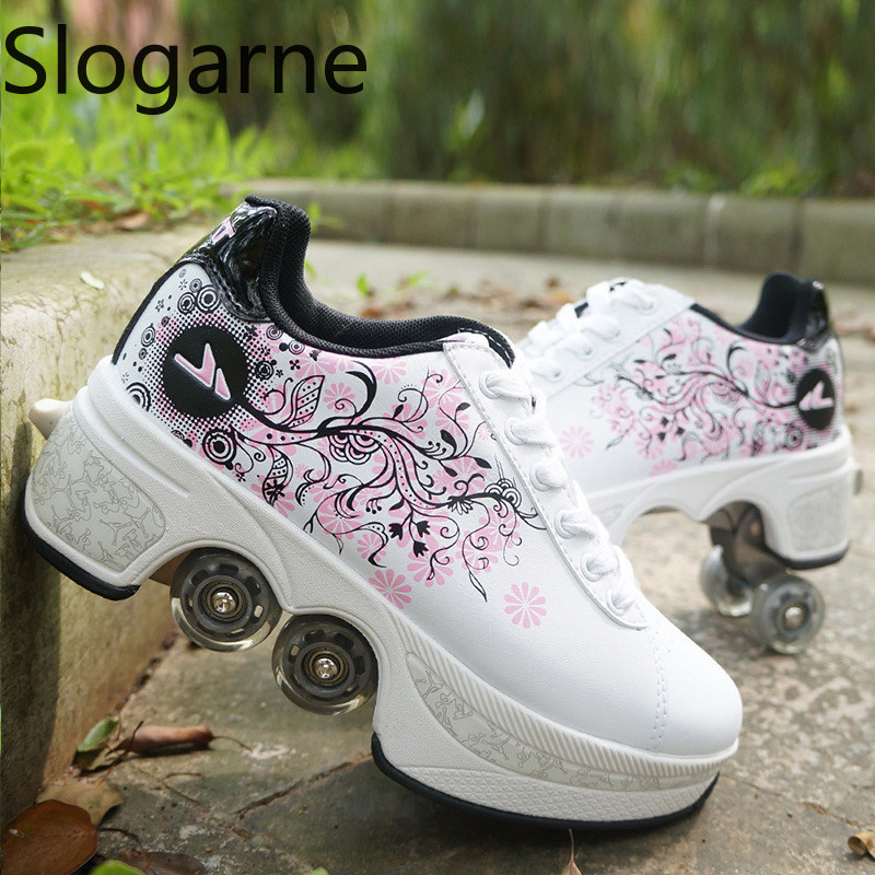 Women Shoes Size To Men - Femmes 4 roues déformation patins à