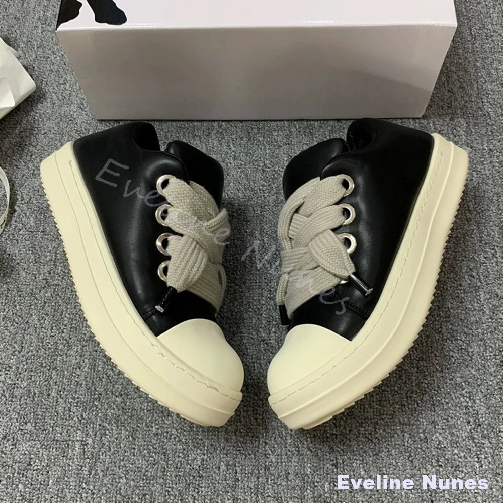 Women'S Shoes Y2K - Baskets plateforme unisexe en cuir noir