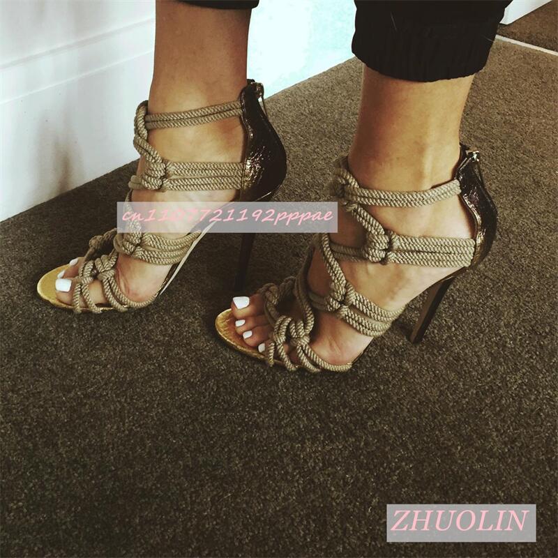 Kids Shoes Women - Femme tressé corde bout ouvert sandales