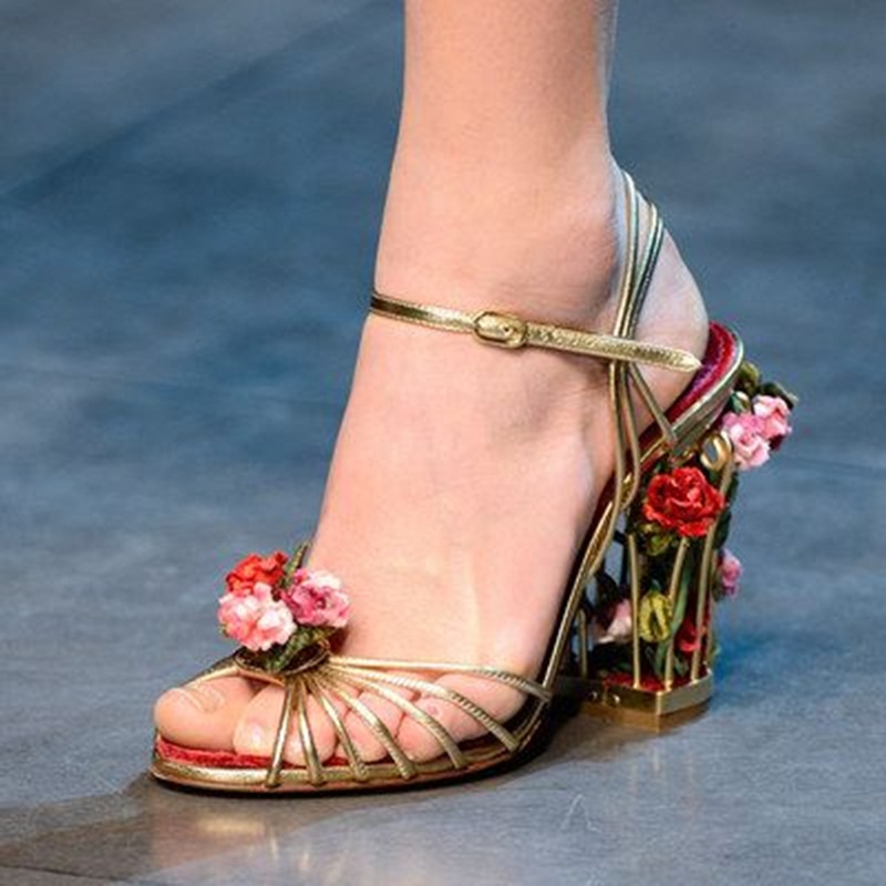Strappy Heeled Sandals - Cage à oiseaux de luxe femmes