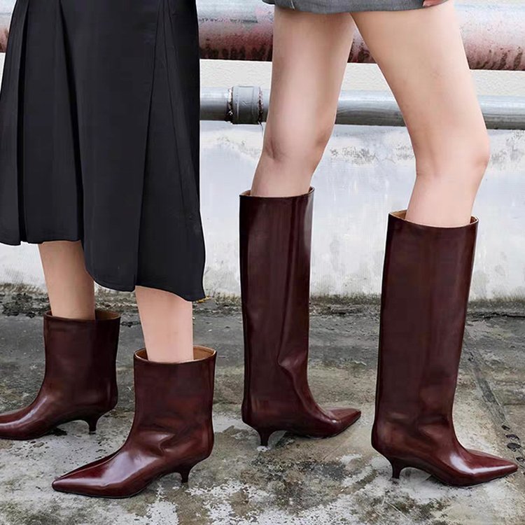 Women'S Shoes Burgundy - Bottes hautes Chelsea en cuir verni