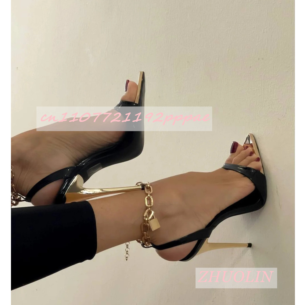 Femmes métal pointu noir talon - Kids Shoes Women avis et prix