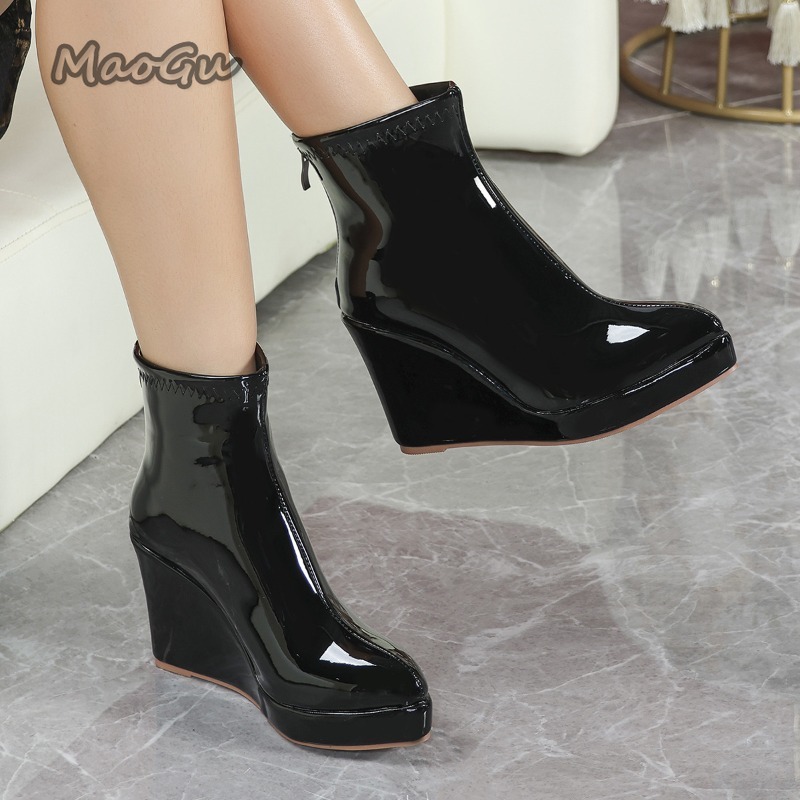 Bottes courtes en cuir verni d - Women'S Shoes Burgundy avis et prix