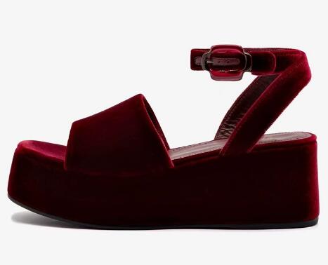 Sandales compensées à bout ouv - Women'S Shoes Burgundy avis et prix