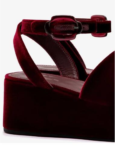 Sandales compensées à bout ouv - Women'S Shoes Burgundy avis et prix
