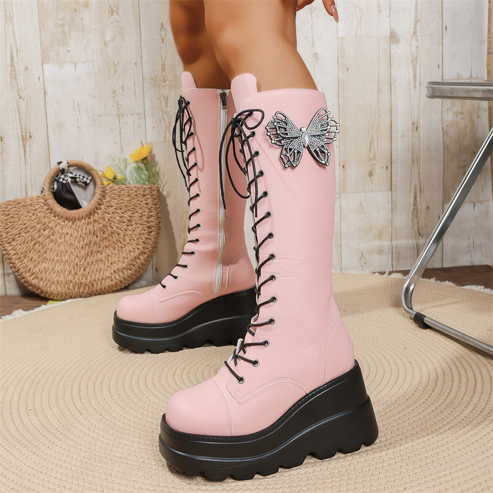 Bottes hautes Y2K roses à moti - Women'S Shoes Y2K avis et prix