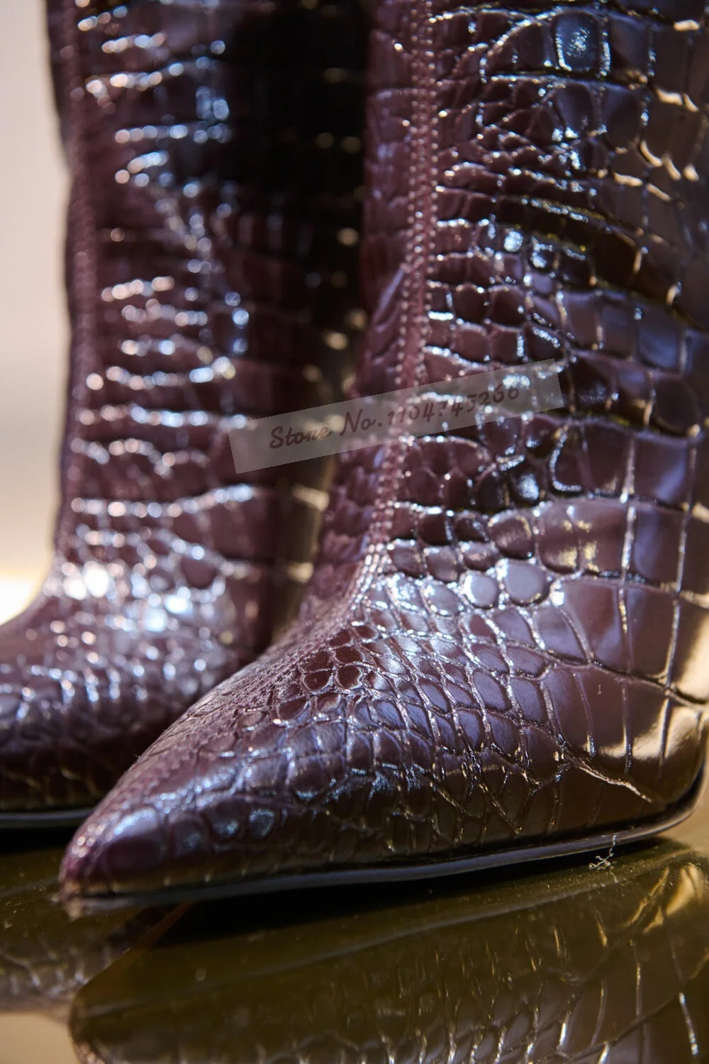 Bourgogne Crocodile mince talo - Women'S Shoes Burgundy avis et prix