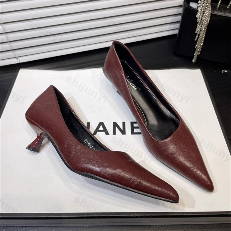 Femmes talons hauts en cuir ve - Women'S Shoes Burgundy avis et prix