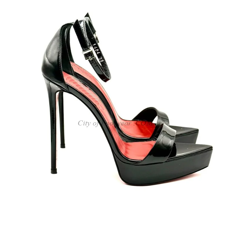 Sandales en cuir verni à plate - Women Shoes Sale avis et prix