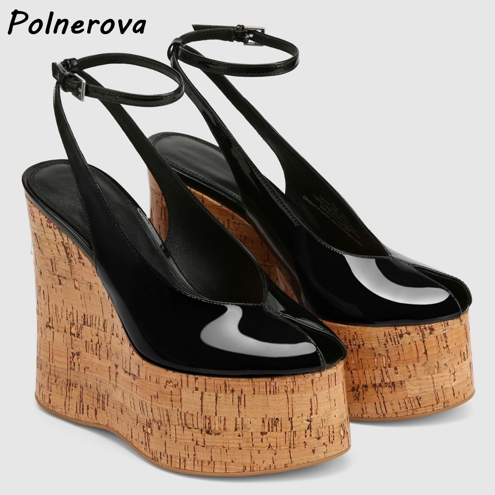 Sandales compensées en cuir ve - Women'S Shoes Y2K avis et prix