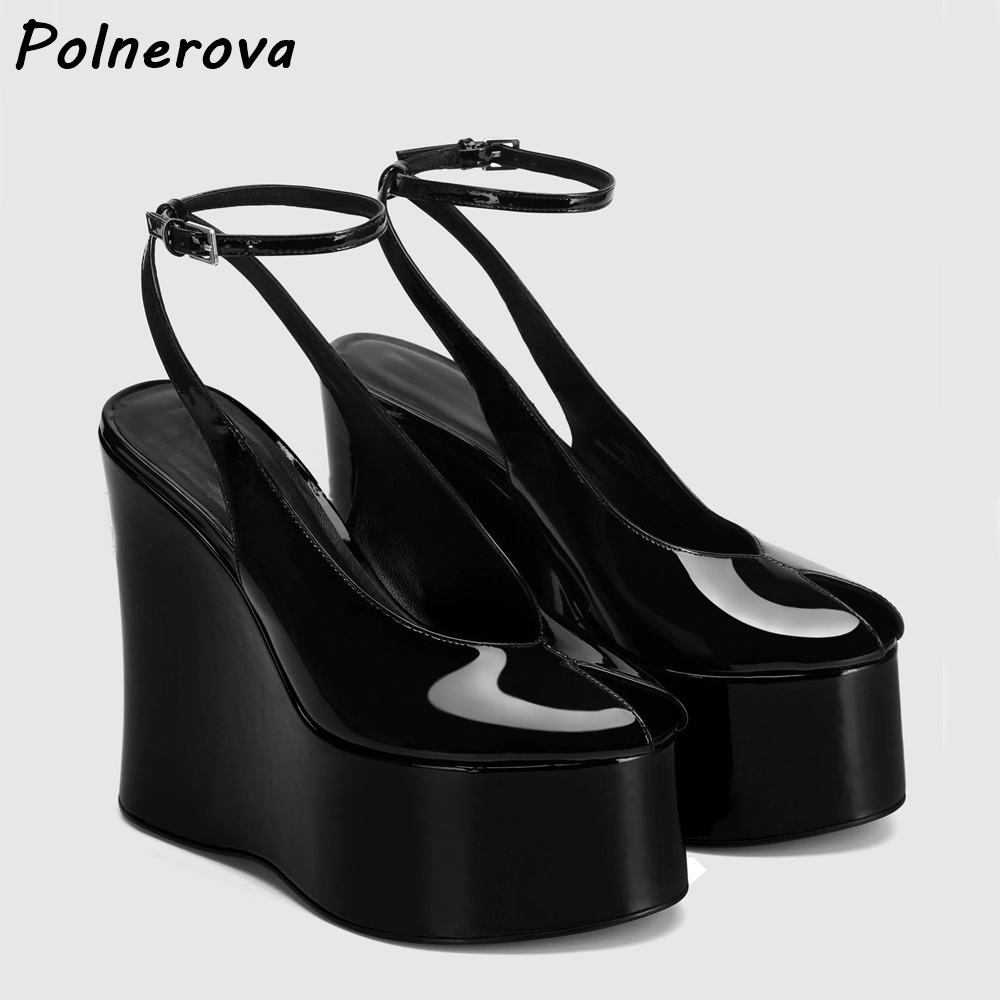 Sandales compensées en cuir ve - Women'S Shoes Y2K avis et prix