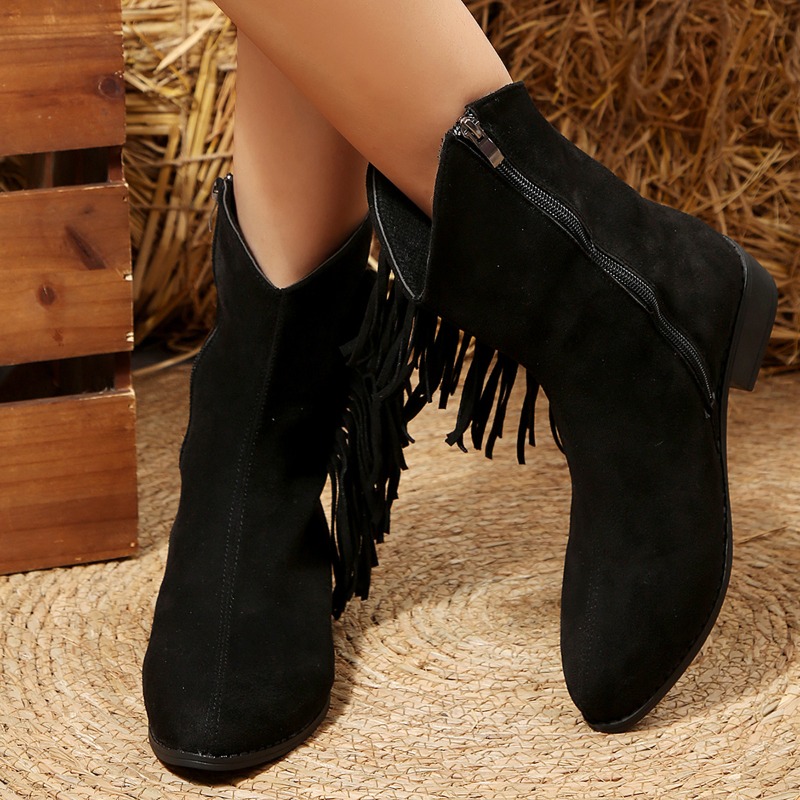 Bottes courtes en daim à frang - Women'S Shoes In Wide Width avis et prix